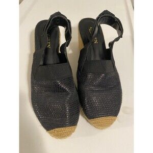 Lauren By Ralph Lauren Womens Black Wedge Slingback Size‎ 8.5 B